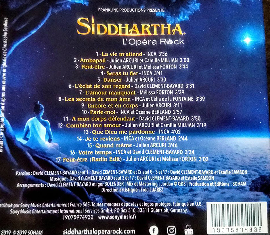Album Siddhartha physique Siddhartha l'Opéra Rock - Tracklist