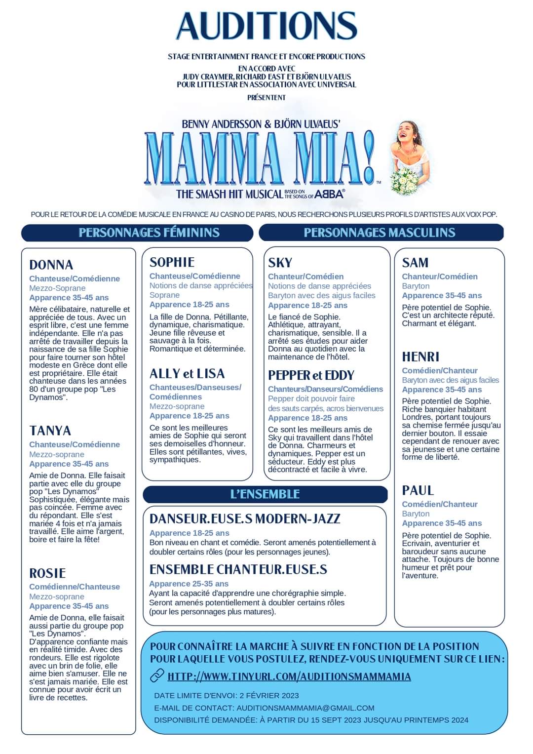 Mamma Mia - Auditions